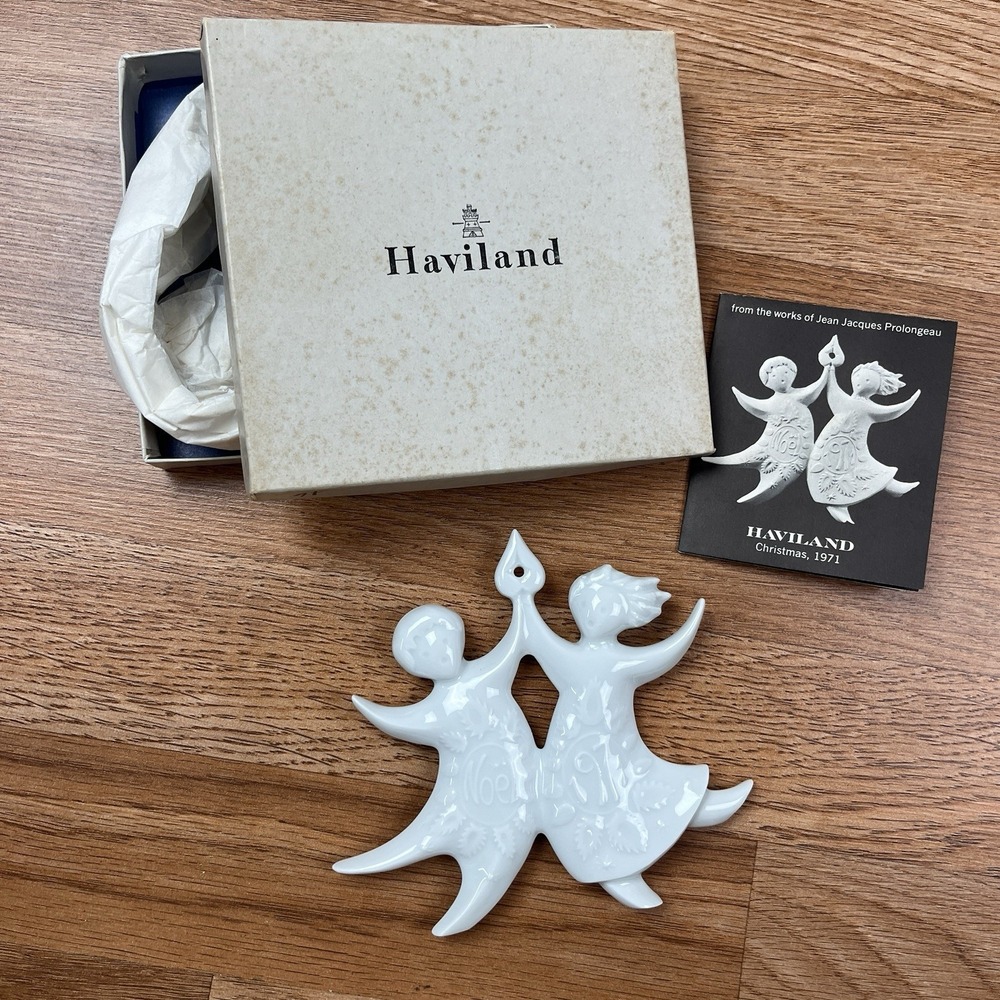 Vintage 1971 Haviland Porcelain Christmas Ornament‎ Noel Dancing Angels France